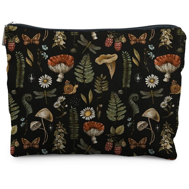 RYYCDOI Dark Forest Cottagecore Mushroom Makeup Bag  Forest Cosmetic Bag for Gifts Mushroom Lovers